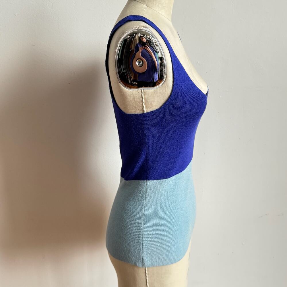CATHERINE Knit Blue Color Block Tank Top - Picture 3 of 6